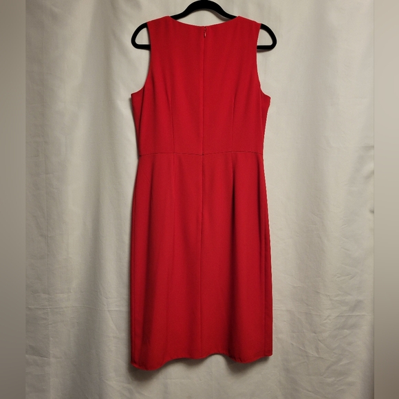 Tahari ASL Red Pleated Drape Cocktail Dress Size 10 Dressy Party Date Night - Picture 4 of 10